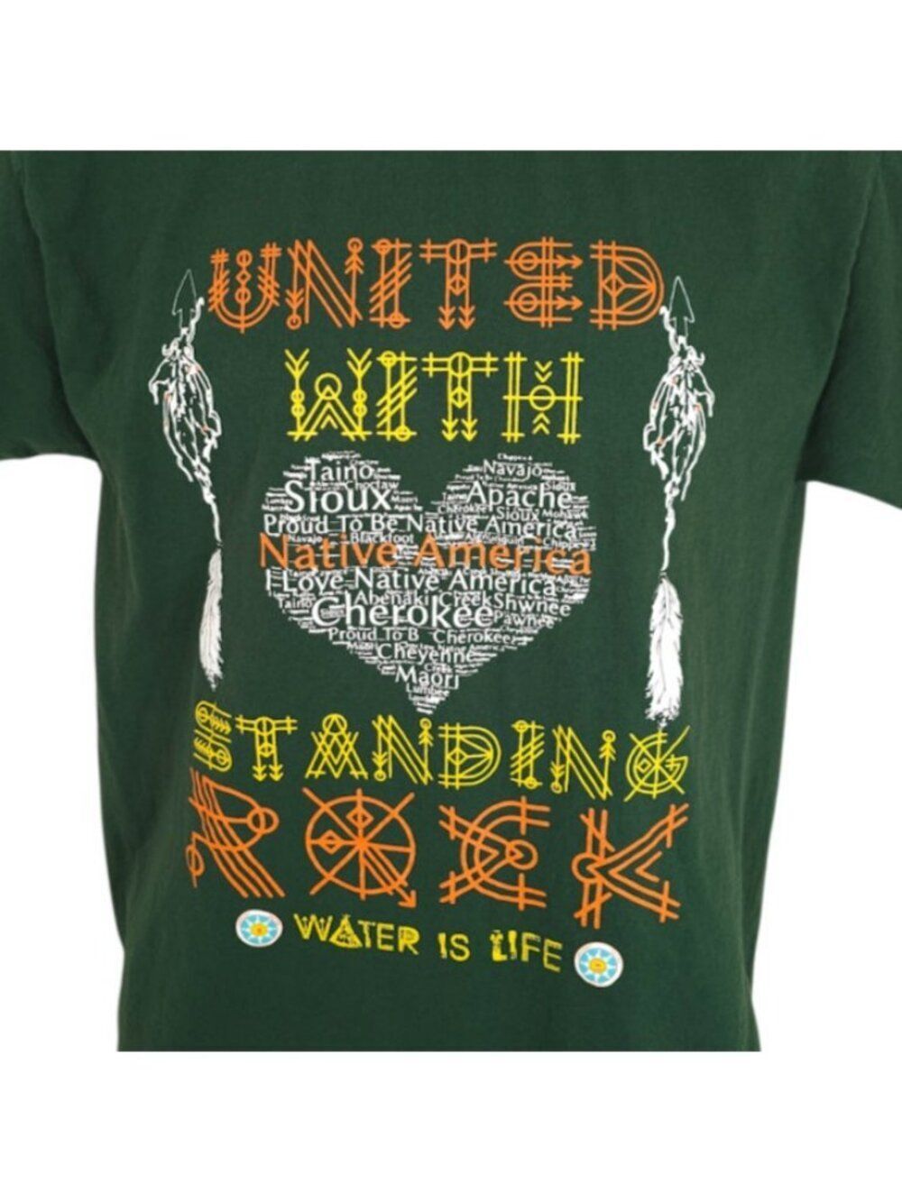 United With Standing Rock T Shirt Mens Size Medium Green Water Is Life
